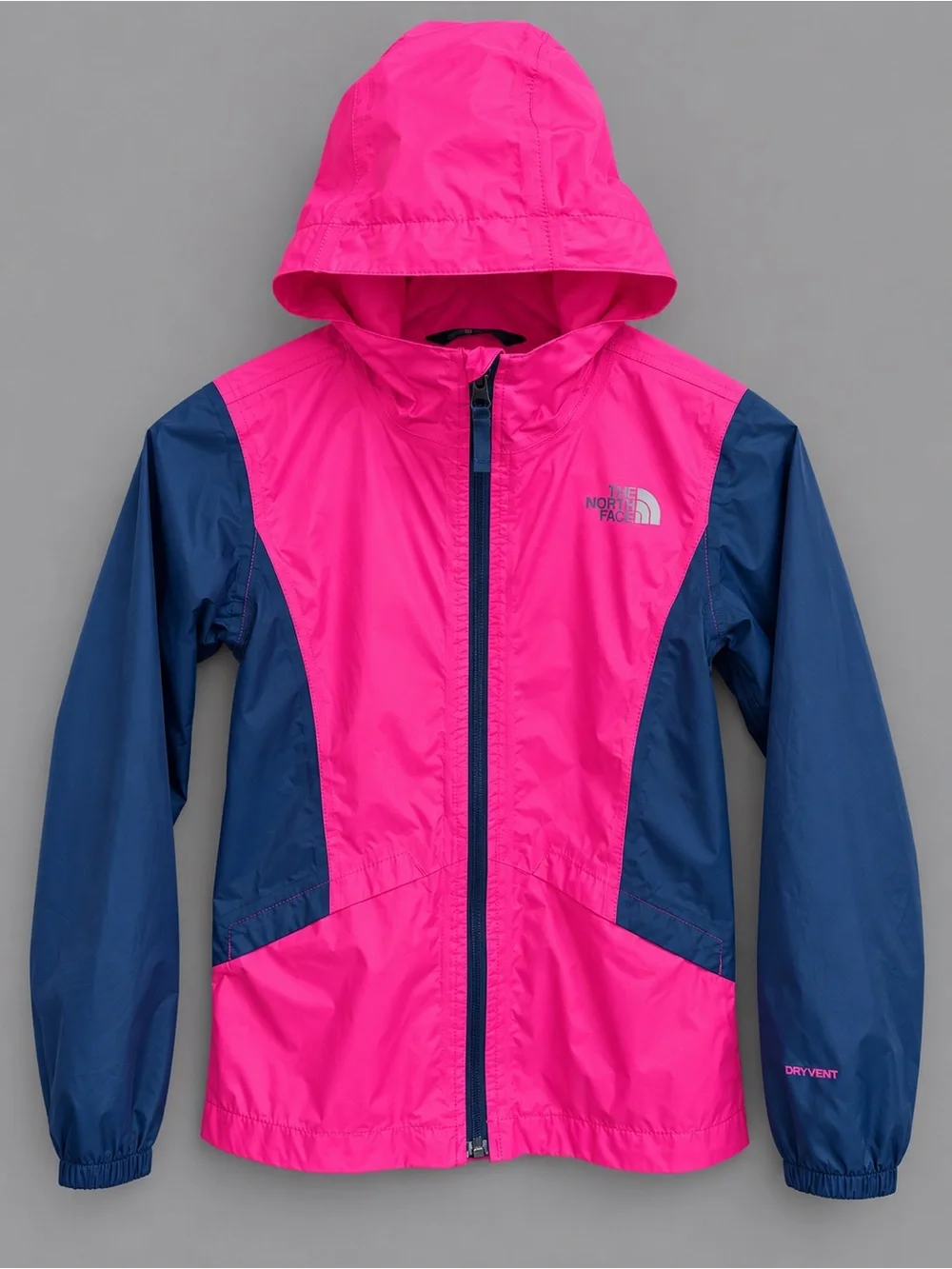 The North Face Girls DryVent Hooded Rain Jacket Pink Navy Youth Small 7/8